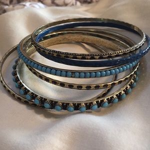 Gold and turquoise bangle bracelets